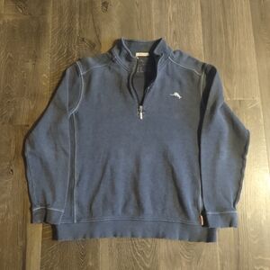 Tommy‎ Bahama Relax Large Navy Quarter Zip Sweater